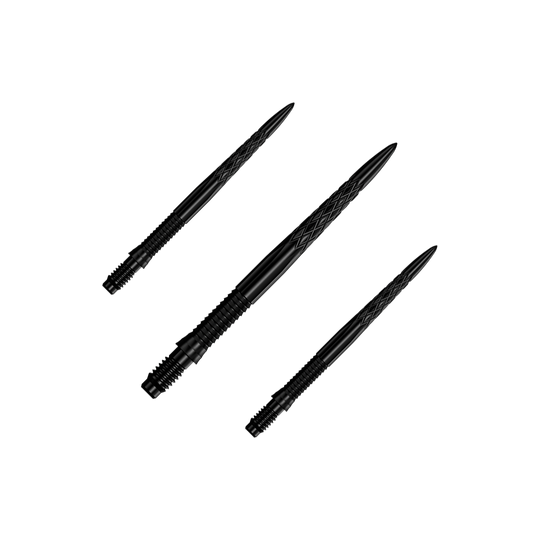 Punte per freccette Mission R2.5 Rapid Point DSX - Nere Das Bild zeigt ein Set von schwarzen Dartspitzen, 30 mm lang. Die Dartspitzen sind zusammen gruppiert dargestellt.