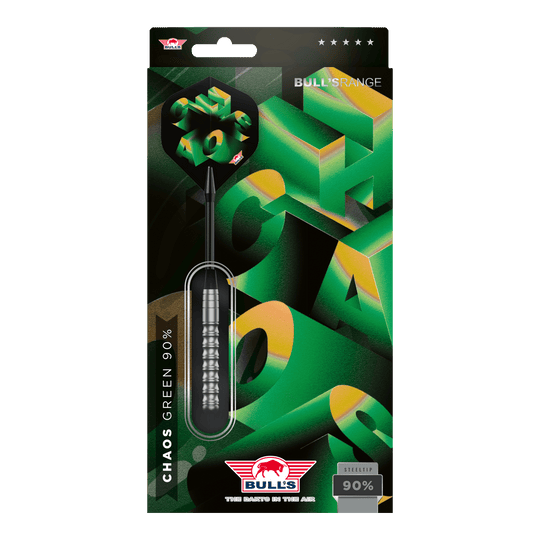 Bulls NL Chaos Freccette in acciaio verde - 24 g Hier sind die Bulls NL Chaos Green Steeldarts - 24g abgebildet. Die Darts sind grün und eignen sich für Steel-Dartspiele.