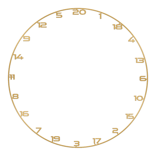 Anello numerico per bersaglio per freccette Zu sehen ist ein Dartboard Zahlenring in Gold. Das Produkt heißt 'BT1000160 Bullet Dartboard Zahlenring Gold 1'.