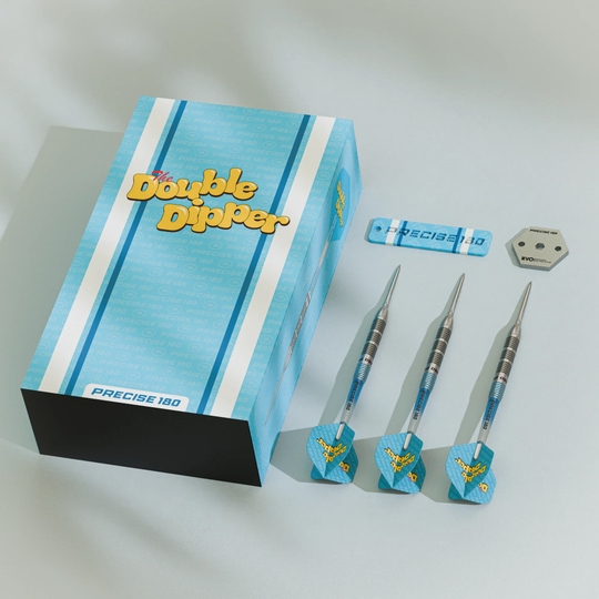 Freccette in acciaio Precise 180 Bela Schugmann Double Dipper V1 Das Bild zeigt die Precise 180 Bela Schugmann Double Dipper V1 Steeldarts. Diese Dartpfeile sind optimal für fortgeschrittene Dartspieler.