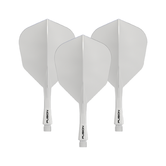 Sistema di alberi di volo Winmau Fusion n. 6 bianco pieno Gezeigt wird das Winmau Fusion Flight Shaft System No6 in Solid White, 22mm (1 Set). Es ist ein weißes Zubehörteil für Dartpfeile.