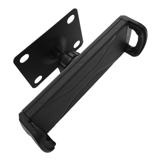 Supporto da parete per tablet McDart TABSteady Die Abbildung zeigt die McDart TABSteady Tablet Wandhalterung in schwarzer Farbe. Die Halterung verfügt über eine stabile Montageplatte und verstellbare Haltearme für Tablets.