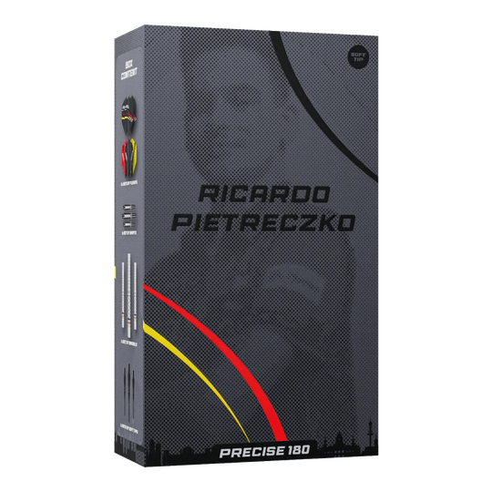 Freccette morbide di precisione 180 Ricardo Pietreczko GEN1 Abgebildet sind die Precise 180 Ricardo Pietreczko GEN1 Softdarts. Sie eignen sich ideal für Präzisionswürfe im Softdart-Bereich.
