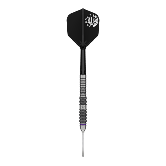 Abgebildet sind die Target Japan Yuta Hayashi Sirius Swiss Point Steeldarts mit 23g. Diese Steeldarts bieten eine präzise Flugeigenschaft für Dartspieler.