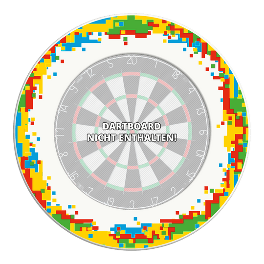 McDart Pixel Dartboard Surround Das Bild zeigt eine weiße Umrandung für ein Dartboard. Diese schützt die Umgebung vor abprallenden Pfeilen.