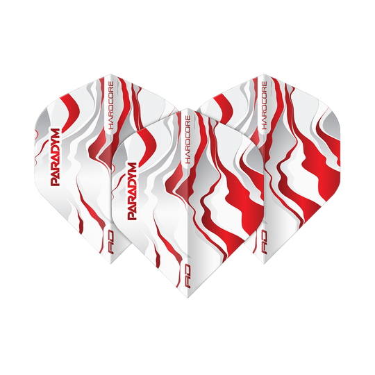 Voli standard Red Dragon Hardcore Premium Paradym Red Premium No2 Abgebildet ist ein Set Red Dragon Hardcore Premium Paradym Red Premium No2 Standard Flights. Das Produkt zeigt hochwertige Dart-Flights in Standardgröße.