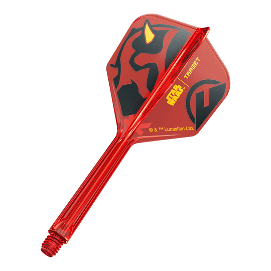 Voli Target Star Wars K-Flex Darth Maul No6 Ein einzelner Dartflight mit dem Titel '410522_Target_StarWars_KFlex_DarthMaul_No6_Flights_Medium_33mm_1'. Das Bild zeigt ein Star Wars Motiv im Darth Maul Design in mittlerer Größe.