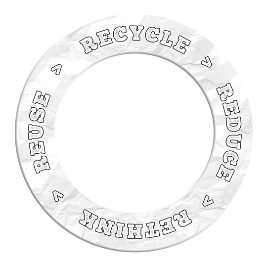 McDart Ricicla Riduci Ripensa Riutilizza Bersaglio per freccette Das Bild stellt ein weißes Produkt mit nachhaltigem Motto dar. Der Dateiname DBS-RRRR6_Surround_Recyle_Reuse_Reduce_Rethink_Wei_2 dient als Grundlage der Beschreibung.
