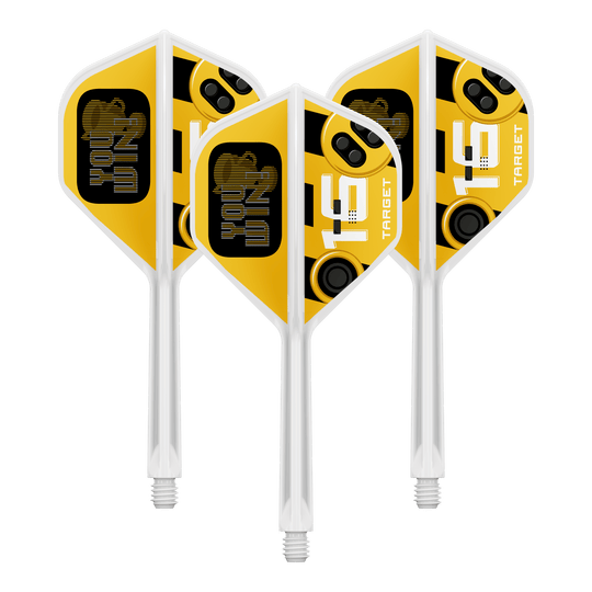 Target K-Flex Vinci il secondo volo standard Das Bild zeigt einen Artikel mit dem Dateinamen 410593_Target_K-Flex_YouWin_No2_Standard_Flights_33mm_1Set. Wahrscheinlich ist es ein Set von Dart-Flights in 33mm Größe.