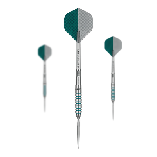 Freccette in acciaio Precise 180 MRV1 Auf dem Bild sieht man die Precise 180 MRV1 Steeldarts - 23g als Set. Das Set ist für das Dartspiel konzipiert.