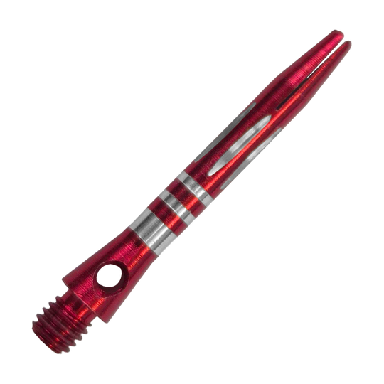 Aste in alluminio con taglio a diamante e anelli - Rosse - 35 mm Hier ist der Ringed Diamond Cut Aluminium Shafts - Rot - 35 mm zu sehen. Der Aluminium-Schaft ist rot und mit Ringen versehen.