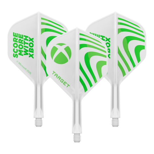 Target Xbox K-Flex No2 Standard Flights - Bianco Zu sehen ist ein Dart Flight Set mit dem Dateinamen 410610_Target_Xbox_KFlex_No2_Standard_Flights_19mm_1Set. Das Set enthält mehrere Standard Flights.