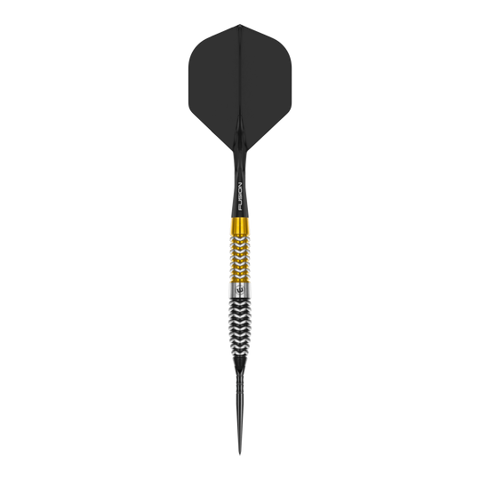 Punti di commutazione per siluri Winmau Exion Steeldarts Dieses Bild stellt einen einzelnen Winmau Exion Torpedo Switch Point Steeldart dar. Der Fokus liegt auf einem Dartpfeil mit charakteristischem Design.