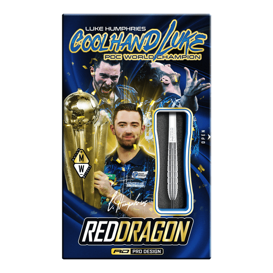 Freccette in acciaio Red Dragon Luke Humphries TX1 Pioneer Die Abbildung zeigt die Red Dragon Luke Humphries TX1 Pioneer Steeldarts. Es handelt sich um hochwertige Steeldarts für professionelle Dartspieler.