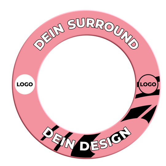 Cornice per bersaglio con il tuo design Das Bild zeigt ein Dartboard Surround in Pink. Der Dateiname ist 'MSF-Pink_Dartboard_Surround_Wunschdruck_Pink_2'.