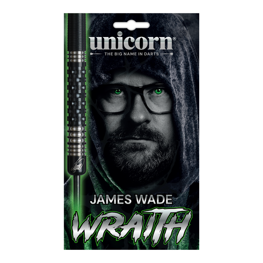 Freccette in acciaio Unicorn Wraith James Wade Die Abbildung zeigt die Unicorn Wraith James Wade Steeldarts. Die Darts sind für Präzisionswürfe im Dartsport konzipiert.