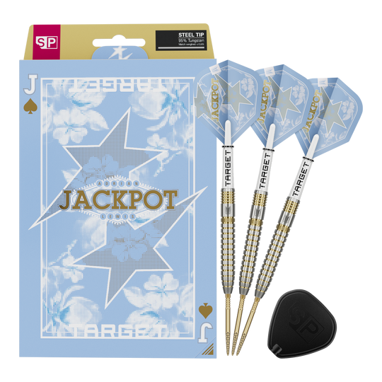 Das Bild zeigt die Target Adrian Lewis Showdown Swiss Points Steeldarts. Die Darts sind für professionelle Spieler geeignet.