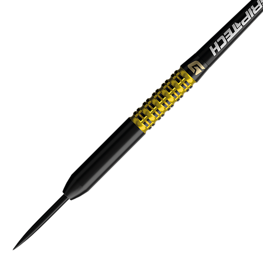 Freccette in acciaio al tungsteno giallo GOAT Athlete Abgebildet ist ein gelber Tungsten-Steeldart. Der Dateiname lautet 'GD7000770 GOAT Athlete Yellow Tungsten Steeldarts 2'.