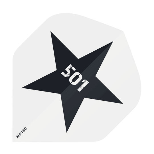 Das Bild zeigt einen schwarzen Stern auf weißem Hintergrund. In der Mitte des Sterns steht die Zahl "501" in weißer, abgenutzter Schrift.