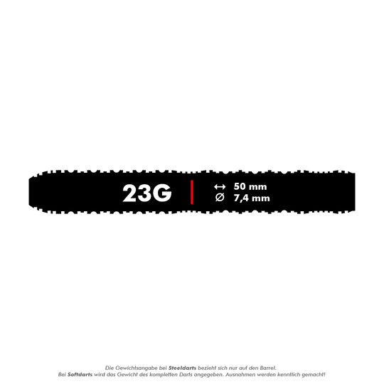 Freccette Shot ZEN Straight Turbo Point in acciaio - 23 g Abgebildet sind die Shot ZEN Straight Turbo Point Steeldarts mit einem Gewicht von 23g. Diese Darts sind für präzises Spielen konzipiert.