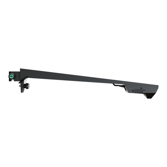 Fotocamera Target VIRT Das Bild zeigt die Target VIRT Kamera, ein schlankes, modernes Kameragerät. Sie hat ein langes, schwarzes Gehäuse mit einem kleinen Kameraelement an einem Ende.