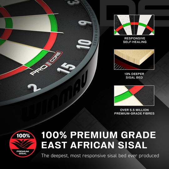 Bersaglio per freccette in acciaio Winmau Blade X ProCore Hier ist ein Winmau Blade X ProCore Steeldartboard abgebildet. Das Produkt eignet sich für Dartspieler und Turniere.