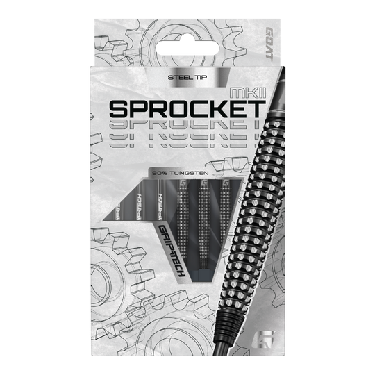 Dardi in acciaio a siluro GOAT Sprocket MKII GOAT Sprocket MKII Torpedo Steeldarts sind auf diesem Bild dargestellt. Sie zeichnen sich durch ihre besondere Form und Verarbeitung aus.
