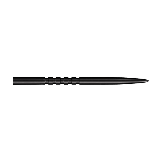 Punte per freccette in acciaio Shot Grip Point - Nero Auf diesem Bild sind schwarze Steeldartspitzen zu sehen. Das Modell Grip Point hat eine Länge von 45 mm.