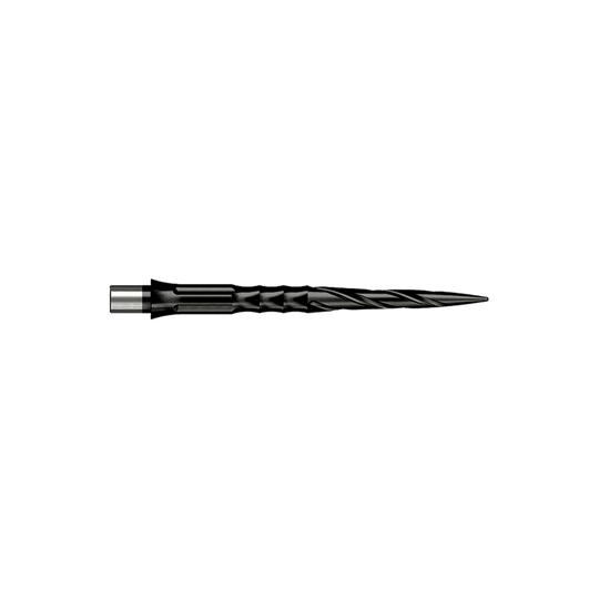 Punte per freccette in acciaio Caliburn System - Spiro - No Lip - Nero Abgebildet sind Caliburn Evo System Steeldartspitzen vom Typ Spiro NoLip in Schwarz mit 28 mm Länge. Das Produkt ist für den Einsatz in Steeldarts geeignet.