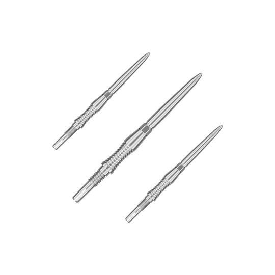 Punte per freccette Target Swiss Point Signature RST - Argento Das Bild zeigt ein Produkt mit dem Dateinamen 340300_Target_Swiss_Point_Dartspitzen_Signature_RST_Silber_30mm_1Set. Es scheint sich um ein Set silberner Dartspitzen mit 30 mm Länge zu handeln.