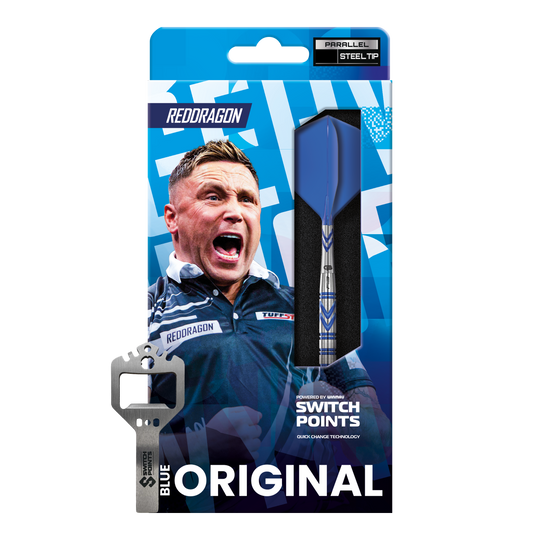 Dardi d'acciaio originali Switch Point di Gerwyn Price, Red Dragon Rosso Gezeigt werden hier die Red Dragon Gerwyn Price Blue Original Switch Point Steeldarts. Das Modell bietet eine zuverlässige Handhabung und modernes Design.