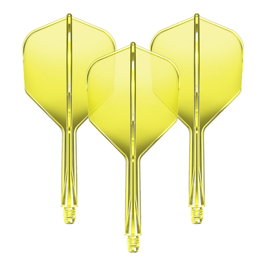 Das Bild zeigt das Flight-Shaft-System GOAT A1R No6 in Neon-Gelb mit einer Länge von 26mm. Es handelt sich um ein Set für Dartpfeile.