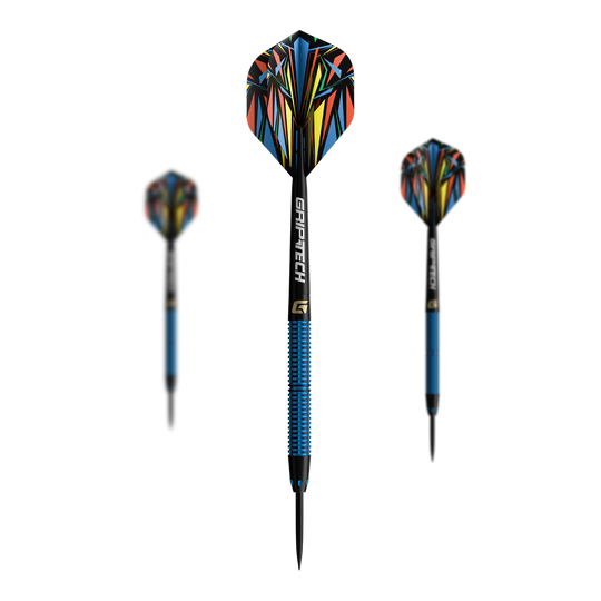 Freccette in acciaio al tungsteno blu GOAT Athlete Das Bild zeigt die GOAT Athlete Black Tungsten Steeldarts. Die Darts sind für professionelle Spieler geeignet.