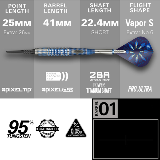 Freccette morbide Target Phil Taylor Gx2 Zu sehen sind die Target Phil Taylor Gx2 Softdarts. Diese Softdarts bieten optimalen Halt und ein stilvolles Aussehen.