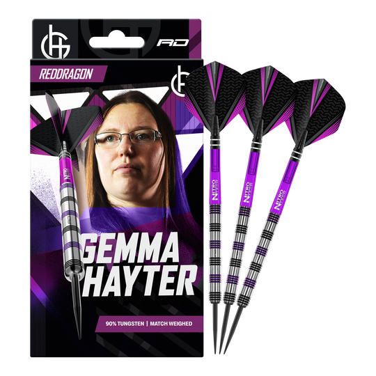 Freccette in acciaio Red Dragon Gemma Hayter - 22 g Dieses Bild zeigt die Red Dragon Gemma Hayter Steeldarts - 22g in ihrer vollen Länge. Die Darts sind speziell für Präzision und Kontrolle entwickelt.