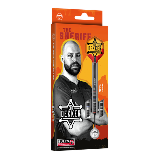 Bulls Cor Dekker The Sheriff Soft Darts - 20 g Auf dem Foto sind die Bulls Cor Dekker The Sheriff Softdarts - 20g zu sehen. Die Softdarts sind aus einer anderen Perspektive abgebildet.