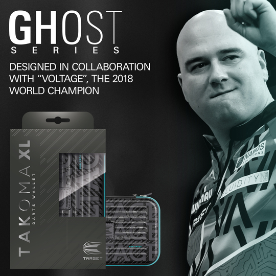 Custodia per freccette Rob Cross della serie Ghost Takoma XL Zu sehen ist das Takoma XL Ghost Series Rob Cross Dartcase. Es ist ein spezielles Dartcase für die Ghost Series von Rob Cross.