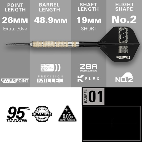 Freccette Target Dimitri Van Den Bergh 95K Swiss Point Steel Abgebildet sind die Target Dimitri Van Den Bergh 95K Swiss Point Steeldarts. Dieses Produkt eignet sich für Dartprofis und ambitionierte Amateure.