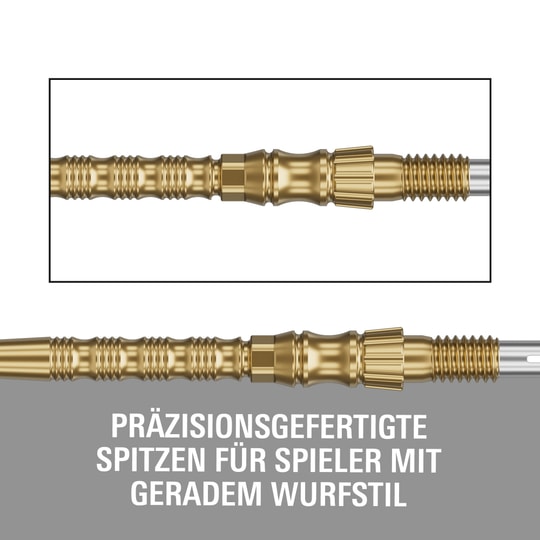 Punte per freccette Target Signature Swiss Point TRB in acciaio - oro Gezeigt werden Target Signature Swiss Point TRB Steeldartspitzen - Gold. Diese Dartspitzen haben eine goldene Farbe und sind für Steeldarts gedacht.