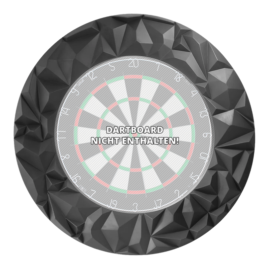 Bersaglio per freccette 3D Subterra di precisione a 180° - Grafite Das Produkt Precise 180 3D Dartboard Surround Subterra - Graphite wird hier dargestellt. Es schützt Ihre Wand und wertet das Dartboard optisch auf.