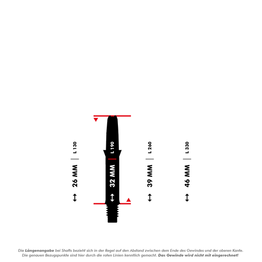 L-L-Style-Shaft Carbon Silent Straight - Trasparente Dargestellt ist ein L-Style Carbon Silent Straight Dart-Schaft ohne Kappen in 32mm Länge. Das Produkt ist deutlich sichtbar auf weißem Hintergrund.