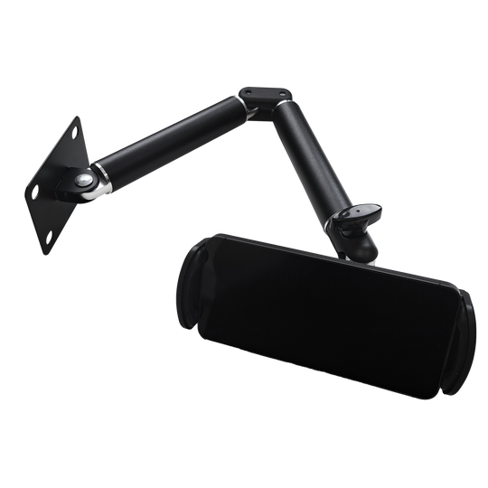 Supporto da parete per tablet McDart TABFlex con braccio flessibile Das Bild zeigt die McDart TABFlex Tablet Wandhalterung mit flexiblem Arm. Sie besteht aus schwarzem Metall und hat einen verstellbaren Arm zur Befestigung eines Tablets an der Wand.