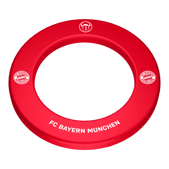 Bordo per freccette Premium Bulls FC Bayern Monaco Das Bild zeigt das Bulls FC Bayern München Premium Dartboard Surround. Es handelt sich um eine hochwertige Umrandung für ein Dartboard im Design des FC Bayern München.