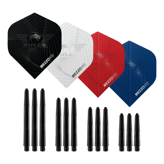 Hier sind die Bulls NL Bundle Of Steel - 4 Sets Brass Steeldarts zu sehen. Das Produkt besteht aus vier Sets Steeldarts aus Messing.