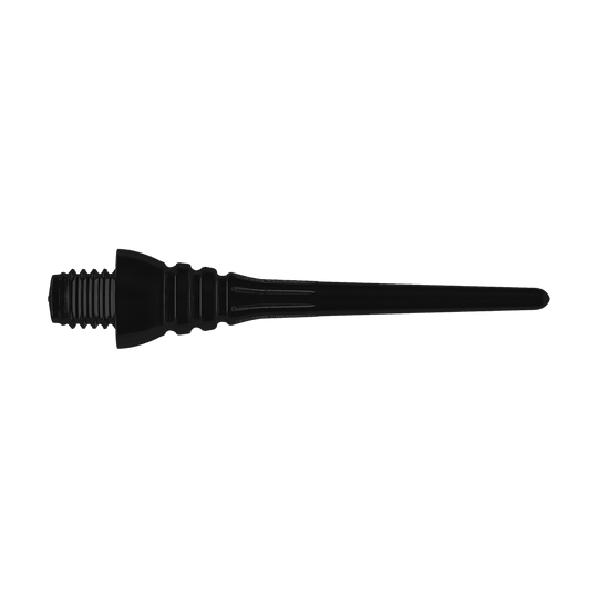 Winmau Triton Softtip Points Softdartspitzen (50-er Pack) Das Bild zeigt eine schwarze Softdartspitze mit Gewinde. Sie ist für den Einsatz an Softdartpfeilen gedacht.