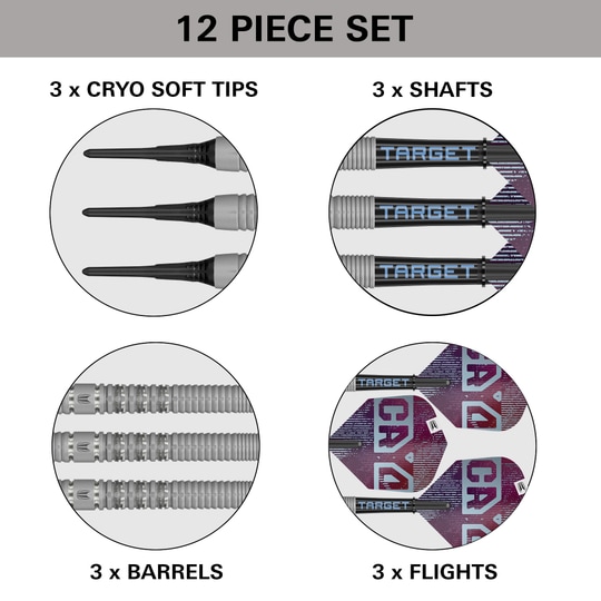 Freccette morbide Target Cryo 11 Abgebildet ist das Produkt Target Cryo 11 Softdarts. Diese Darts sind speziell für das Softdartspiel entworfen.