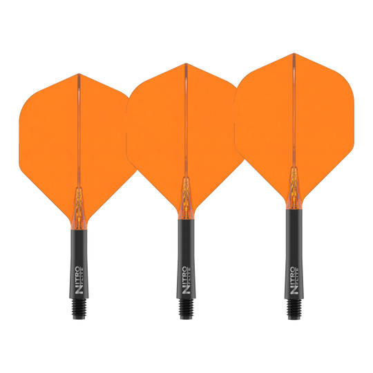 Red Dragon Nitroflite Black Shaft Orange Flights No2 Dies ist das Produkt Red Dragon Nitroflite Black Shaft Orange Flights No2. Es wird ein Dart-Schaft mit orangefarbenen Flights gezeigt.
