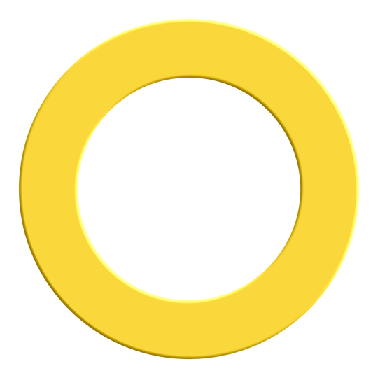 McDart Dartboard Surround Das Bild zeigt ein Produkt namens McDart_Dartboard_Surround_Gelb_2. Es handelt sich um einen gelben Dartboard-Surround.