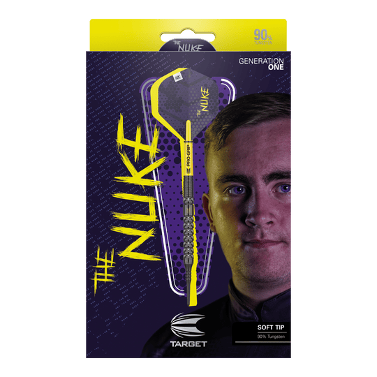 Freccette morbide Target Luke Littler GEN1 - 19 g Das Bild zeigt ein Dart-Produkt. Auf dem Bild ist '210324_Target_Luke_Littler_GEN1_Softdarts_3_(1)' als Dateiname angegeben.