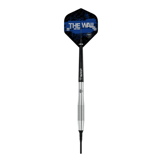 Freccette morbide Bulls Martin Schindler TW80 - 18 g Dies ist ein Bulls Martin Schindler TW80 Softdart mit einem Gewicht von 18g. Auf dem Flight steht in blauer Schrift "THE WALL".